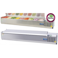 VITRINA FRIA DE INGREDIENTES 1800 MM CON TAPA PARA 9 CUBETAS GN 1/4