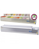 VITRINA FRIA DE INGREDIENTES 1800 MM CON TAPA PARA 9 CUBETAS GN 1/4