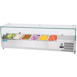 VITRINA FRIA EXPOSITORA DE INGREDIENTES 1400 MM PARA 6 CUBETAS GN 1/4