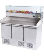 MESA FRIA KEBAB 3 PUERTAS CON VITRINA FRIA DE INGREDIENTES SERIE 700 EHPT136PZ+CTG1400