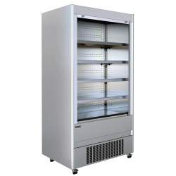 VITRINA MURAL REFRIGERADA ACERO INOX CON PERSIANA PARA AEROPUERTOS Y CENTROS EDUCATIVOS