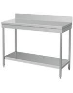 MESA DE TRABAJO INOXIDABLE 1 METRO DE ANCHO CON ESTANTE CON PETO 1000X600X800H