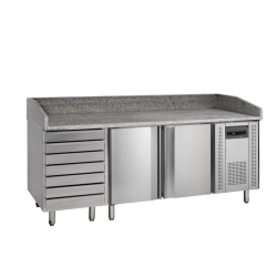 MESA FRÍA PARA PIZZA 2 PUERTAS 7 CAJONES ENCIMERA GRANITO PT1310