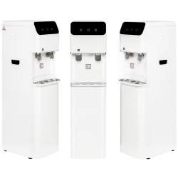 DISPENSADOR DE AGUA PARA EMPRESAS FRIA-CALIENTE DOBLE FILTRADO MF 2 GRIFOS BLANCA