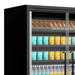 EXPOSITOR REFRIGERADO PUERTAS PANORAMICAS CON INTERIOR ESPEJO GALAXY+ GP10FGD BLACK
