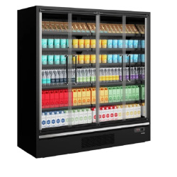 MURAL REFRIGERADO SUPERMERCADO 4 PUERTAS DE CRISTAL PANORAMICAS CON INTERIOR ESPEJO GALAXY+ GP14FGD BLACK