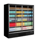 MURAL REFRIGERADO SUPERMERCADO 4 PUERTAS DE CRISTAL PANORAMICAS CON INTERIOR ESPEJO GALAXY+ GP14FGD BLACK