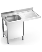 MESA FREGADERO CON PUERTA INOX 1 SENO IZQUIERDA 1200x600x890 mm