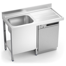 MESA FREGADERO CON PUERTA INOX 1 SENO IZQUIERDA 1200x600x890 mm