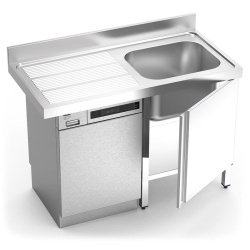 FREGADERO CON ESPACIO LAVAVAJILLAS INOX 1 SENO DERECHA 1200x600x890 mm