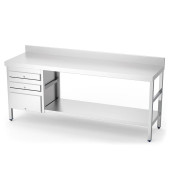 MESA PROFESIONAL CON ESTANTE REFORZADO Y 3 CAJONES A LA IZQUIERDA 1500x500x850 mm