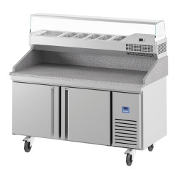 MESA PREPARACIÓN PIZZA CON VITRINA FRÍA BANDEJAS GN 1/3 + GN 1/2 INFRICO MR 67 GT COMBO