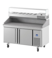 MESA PREPARACIÓN PIZZA CON VITRINA FRÍA BANDEJAS GN 1/3 + GN 1/2 INFRICO MR 67 GT COMBO