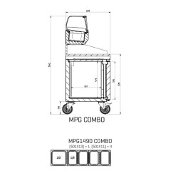 MESA REFRIGERADA PARA PIZZA FONDO 70 CON VITRINA FRÍA CUBETAS GN 1/2 + GN 1/3 INFRICO MPG 1490 COMBO