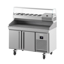 MESA REFRIGERADA PARA PIZZA FONDO 70 CON VITRINA FRÍA CUBETAS GN 1/2 + GN 1/3 INFRICO MPG 1490 COMBO