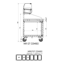 MESA PREPARACIÓN PIZZA CON VITRINA FRÍA BANDEJAS GN 1/3 + GN 1/2 INFRICO MR 67 GT COMBO