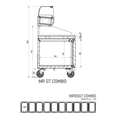 MESA REFRIGERADA PARA PIZZA 3 PUERTAS CON VITRINA FRÍA BANDEJAS GN 1/3 INFRICO MR 93 GT COMBO