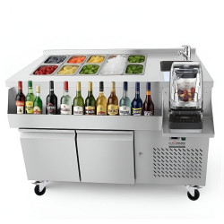 MESA COCTELERA REFRIGERADA 2 PUERTAS CON RUEDAS EL HOSTELERO