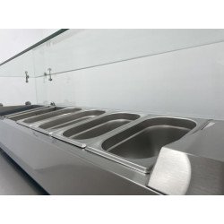 VITRINA EXPOSITORA FRÍA DE CRISTAL 1200 MM PARA 6 CUBETAS GN 1/3 EHCMG1200K