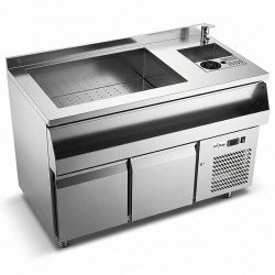 MESA COCTELERA REFRIGERADA 2 PUERTAS CON RUEDAS EL HOSTELERO