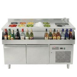 MESA COCTELERA fría 2 PUERTAS CON RUEDAS EL HOSTELERO