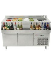 MESA COCTELERA fría 2 PUERTAS CON RUEDAS EL HOSTELERO