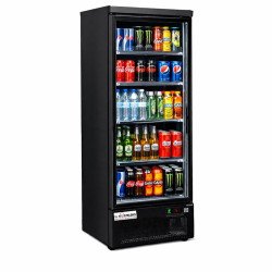 ARMARIO EXPOSITOR REFRIGERADO CON PUERTA DE DOBLE CRISTAL 5 ESTANTES ACABADO NEGRO TEFCOLD ATOM MAXI C1DBB