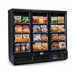 CONGELADOR EXPOSITOR 3 PUERTAS DE TRIPLE CRISTAL CON GRAN CAPACIDAD 1563L ACABADO NEGRO TEFCOLD ATOM MAXI F3DBB