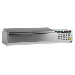 VITRINA FRÍA DE INGREDIENTES CON TAPA 1200 MM PARA 5 CUBETAS GN 1/4 GVC33-120 S/S
