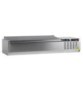 VITRINA FRÍA DE INGREDIENTES CON TAPA 1200 MM PARA 5 CUBETAS GN 1/4 GVC33-120 S/S