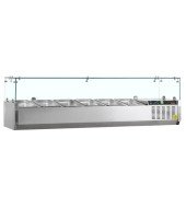 VITRINA EXPOSITORA REFRIGERADA CON CRISTAL 1400 MM PARA 6 CUBETAS GN 1/4 GVC33-140
