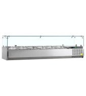 VITRINA REFRIGERADA PROFESIONAL CON CRISTAL 1400 MM PARA 6 CUBETAS GN 1/4 VK33-140