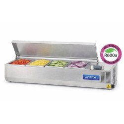 VITRINA FRÍA DE INGREDIENTES CON TAPA 1200 MM PARA 4 CUBETAS GN 1/3 EHCMS1200K