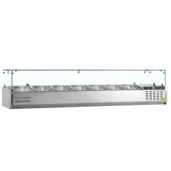 VITRINA EXPOSITORA DE INGREDIENTES 150 CM PARA 7 CUBETAS GN 14 GVC33-150