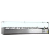 VITRINA FRÍA PROFESIONAL CRISTAL PARA INGREDIENTES 1600 MM PARA 7 CUBETAS GN 1/4 GVC33-160