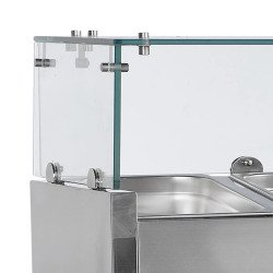VITRINA PROFESIONAL EXPOSITORA DE INGREDIENTES CON CRISTAL 1800 MM PARA 8 CUBETAS GN 1/4 VK33-180