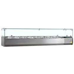 VITRINA PROFESIONAL EXPOSITORA DE INGREDIENTES CON CRISTAL 1800 MM PARA 8 CUBETAS GN 1/4 VK33-180
