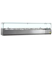VITRINA PROFESIONAL EXPOSITORA DE INGREDIENTES CON CRISTAL 1800 MM PARA 8 CUBETAS GN 1/4 VK33-180