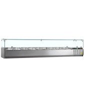 VITRINA SOBRE ENCIMERA CON CÚPULA CRISTAL 2000 MM PARA 10 CUBETAS GN 1/4 GVC33-200