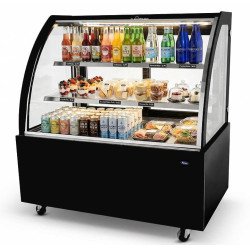 VITRINA HOSTELERA NEGRA PARA EXPONER SANDWICHES CRISTAL CURVO 1200 MM EHWDG126D