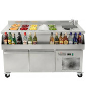 MESA COCTELERA fría 2 PUERTAS CON RUEDAS EL HOSTELERO
