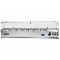 VITRINA SOBREMESA REFRIGERADA PARA INGREDIENTES 160CM PARA 7 CUBETAS GN 13 EHESL3886-GR