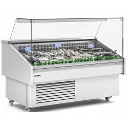 VITRINA REFRIGERADA PARA MARISCO Y PESCADO 1.5 METROS CRISTAL RECTO DOCRILUC