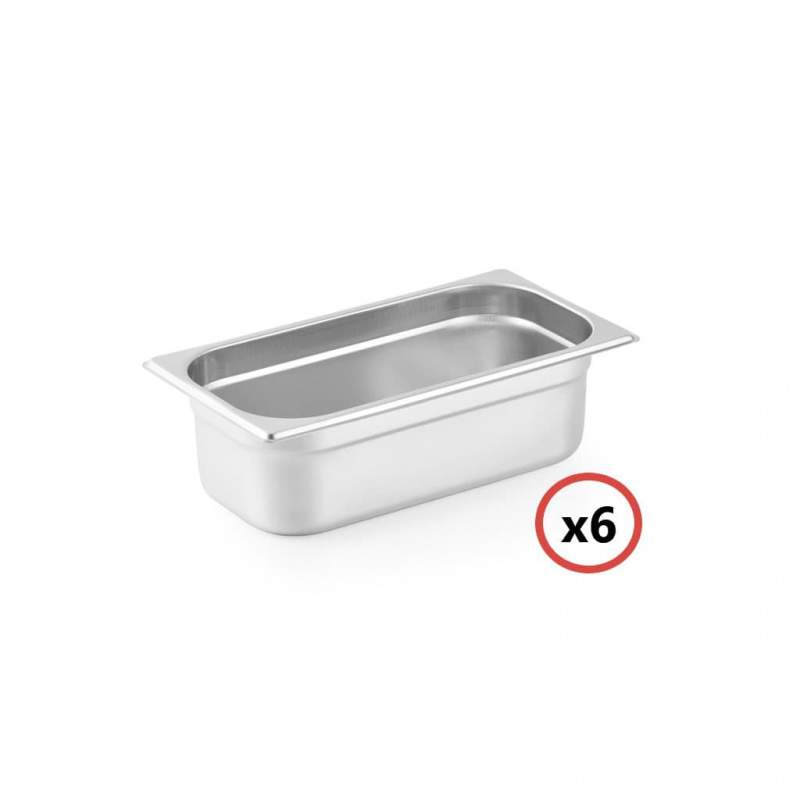 PACK 6 CUBETAS GASTRONORM ACERO INOX GN1/3-40 MM GN-IN-X6